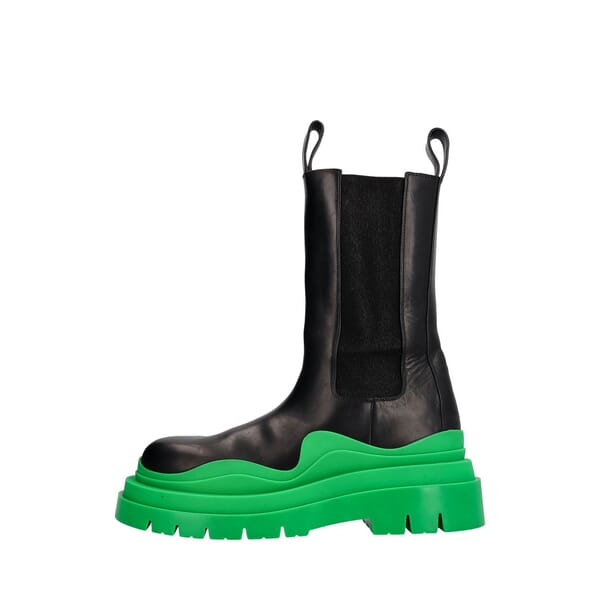 Leather Tire Chelsea Boots Black/Green