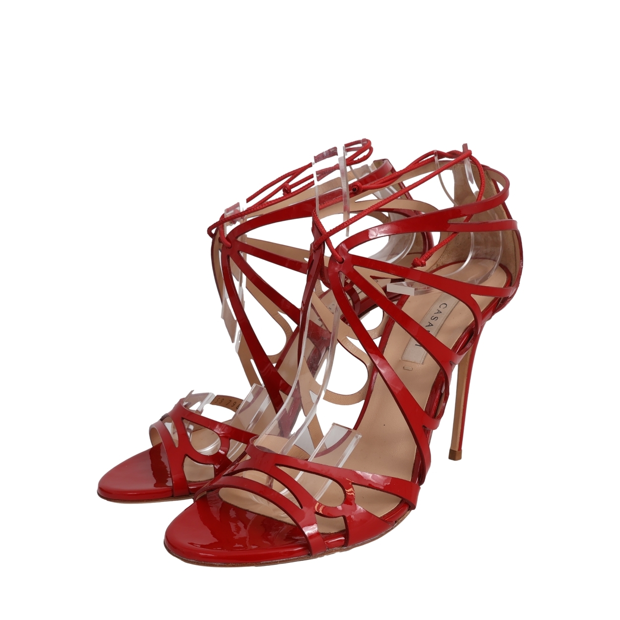 Patent Evening Butterfly Cut Out Sandals Red