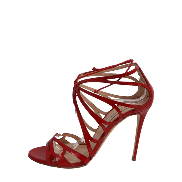 Patent Evening Butterfly Cut Out Sandals Red