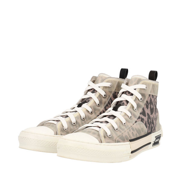 DIOR Canvas B23 Leopard Print High Top Sneakers | Luxity