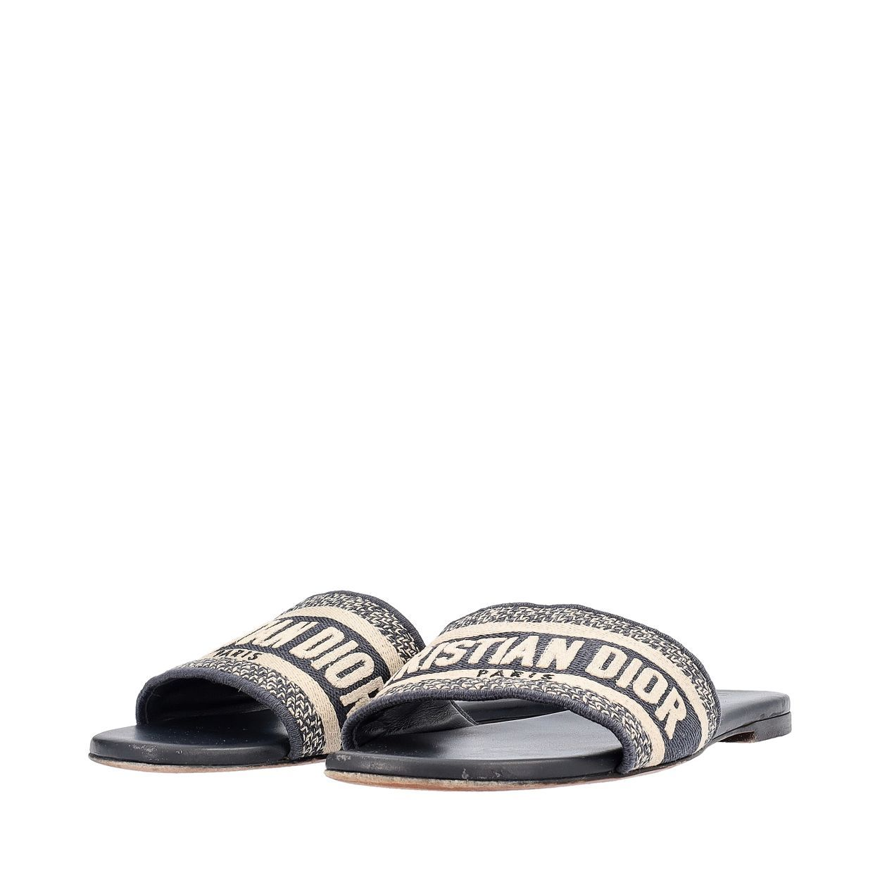 CHRISTIAN DIOR Canvas D'Way Slides Blue | Luxity