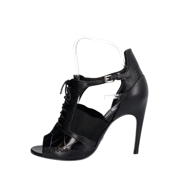Leather/Lizard Embossed Booties Black