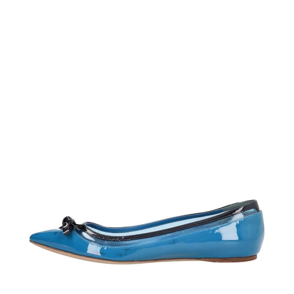 Patent/PVC Bow Ballet Flats Blue