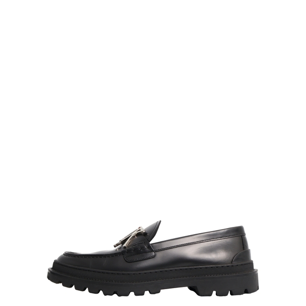 Leather Logo Explorer Loafers Black