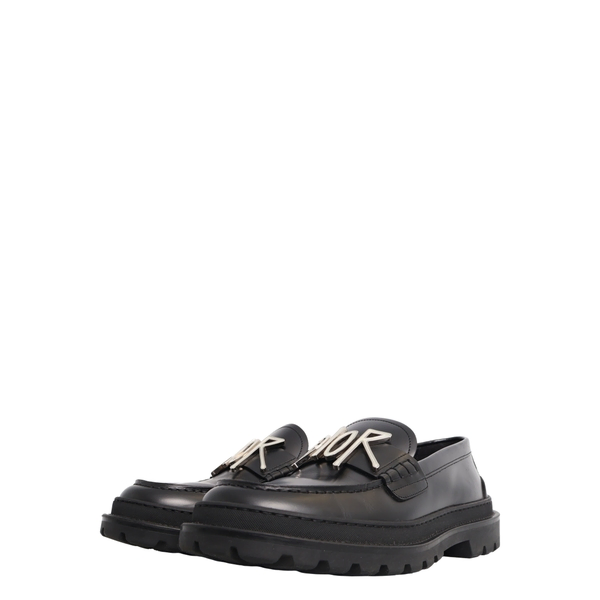 Leather Logo Explorer Loafers Black