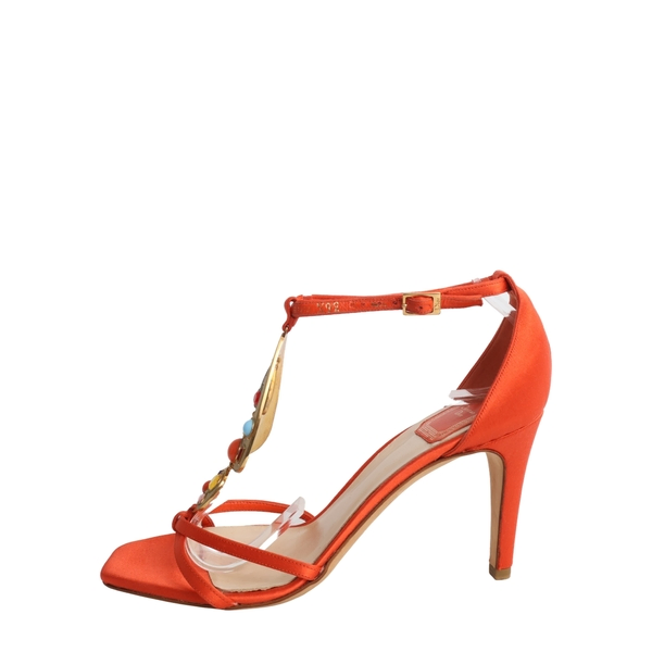 Satin/Embellished Sandals Orange