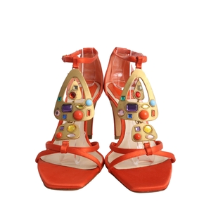 Satin/Embellished Sandals Orange, view 3