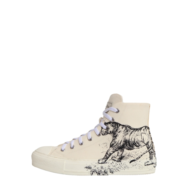 Canvas Tiger Print Walk N Dior High Top Sneakers White