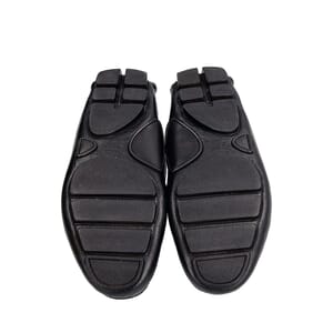 Grained Leather Driver Loafers Black, view 4