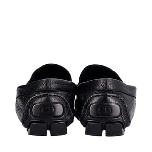 Grained Leather Driver Loafers Black, view 5