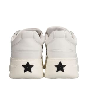 Leather/Suede Star Platform Sneakers White, view 4