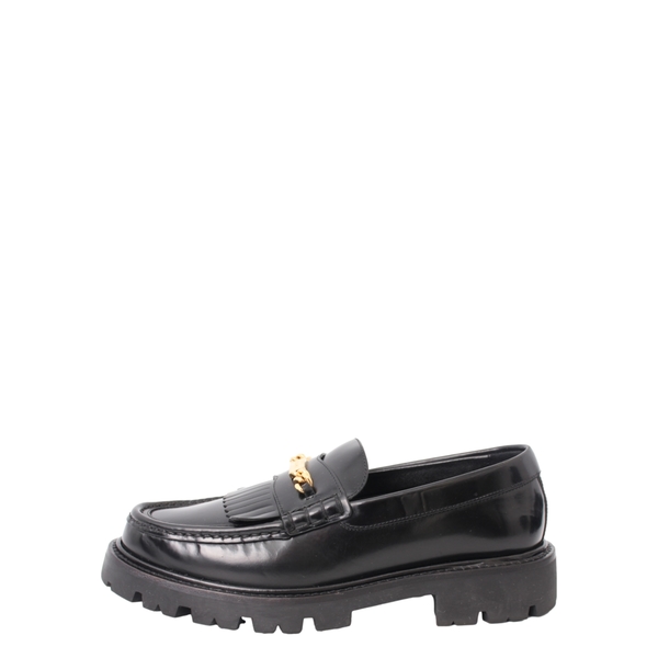 Leather Triomphe Chain Margaret Loafers Black