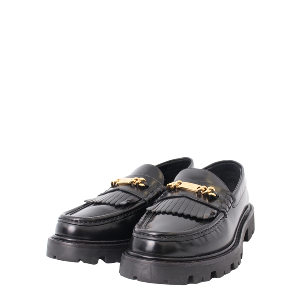 Leather Triomphe Chain Margaret Loafers Black