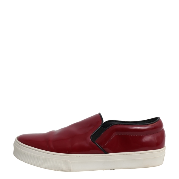Glazed Leather Slip-On Sneakers Burgundy