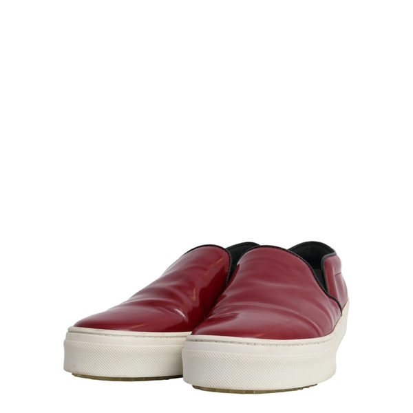 Glazed Leather Slip-On Sneakers Burgundy