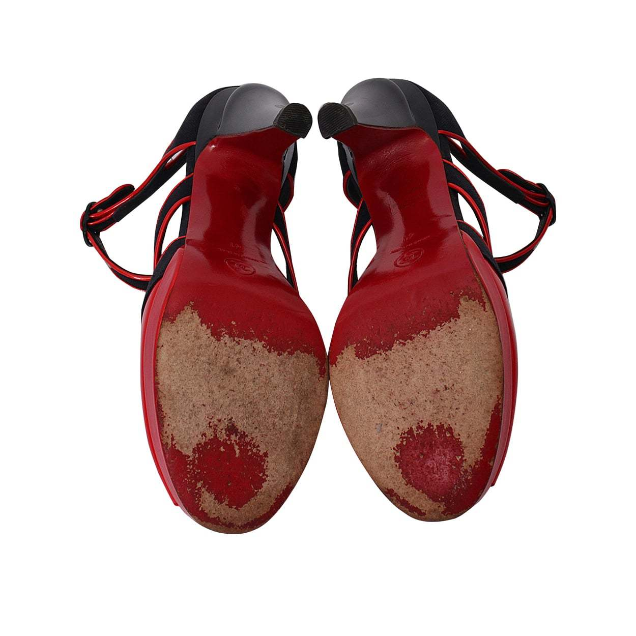 CHANEL Patent/Denim Open Toe Platform Sandals Red | Luxity