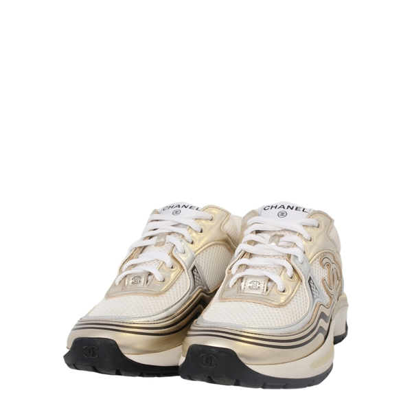 Mixed Material CC Sneakers Silver/White