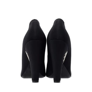 Satin Buckle Cage Pumps Black, view 4