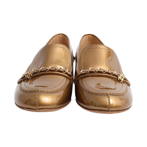 Patent Leather Chain Loafers Gold, view 3