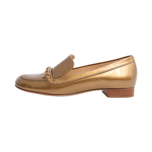 Patent Leather Chain Loafers Gold, view 2