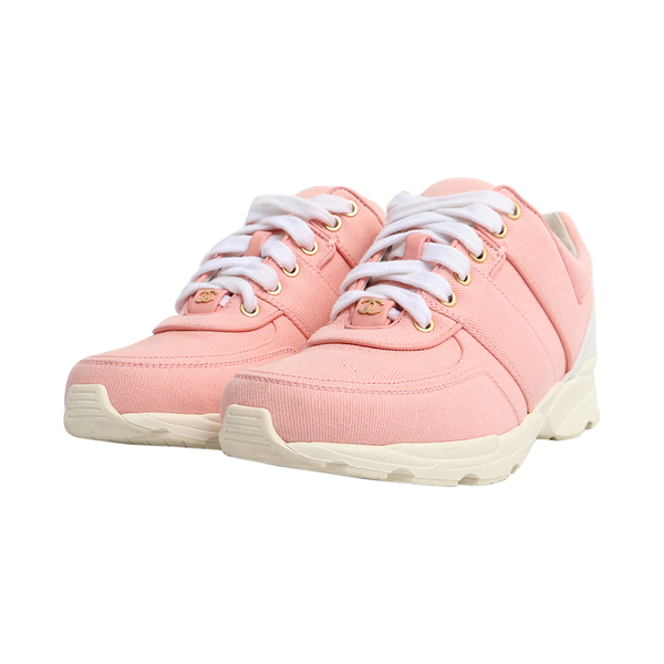 Canvas/Leather Trainer Sneakers Pink