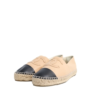 Leather CC Espadrilles Black/Beige