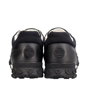 Mixed Material Logo Sneakers Black, view 4