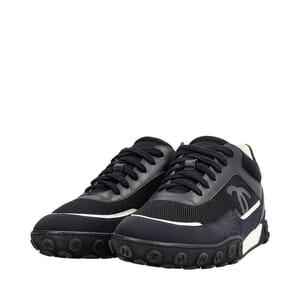 Mixed Material Logo Sneakers Black
