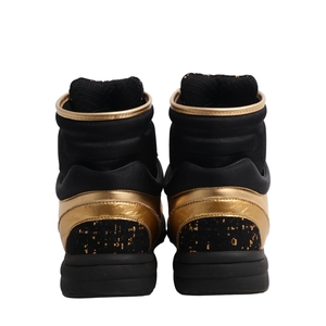 Leather/Tweed CC High Top Sneakers Gold/Black, view 4