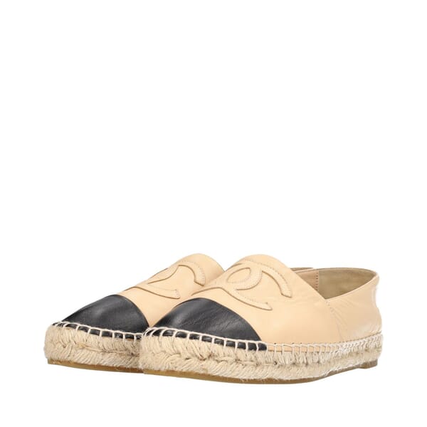 Leather CC Espadrilles Beige/Black