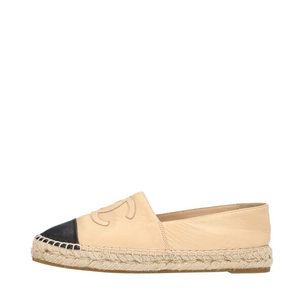 Leather CC Espadrilles Beige/Black
