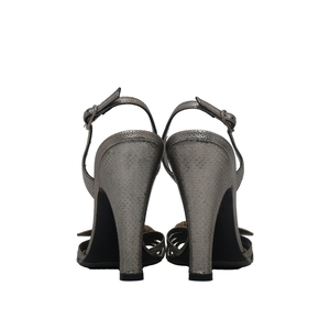 Metallic Leather Sandals Gun Metal, view 4