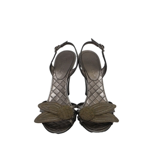 Metallic Leather Sandals Gun Metal, view 3