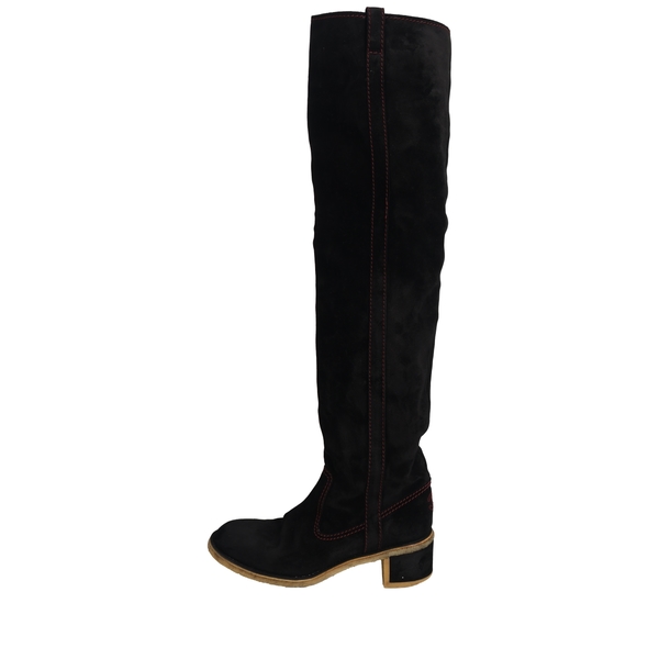 Vintage Suede Knee Length Boots Black