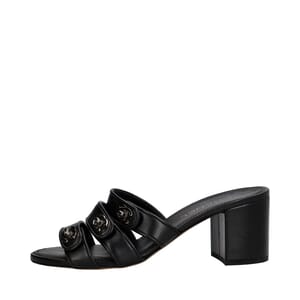 Leather Turnlock CC Sandals Black, view 2
