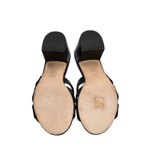Leather Turnlock CC Sandals Black, view 5