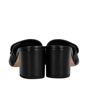 Leather Turnlock CC Sandals Black, view 4
