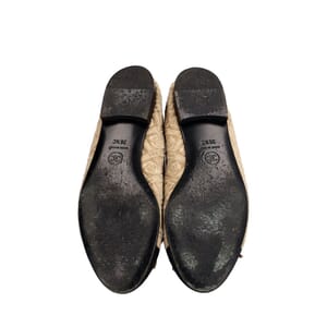 Velvet Logo Ballerina Flats Beige/Black, view 5