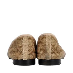 Velvet Logo Ballerina Flats Beige/Black, view 4