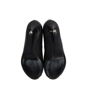 Leather Peep Toe Pumps Black, view 5