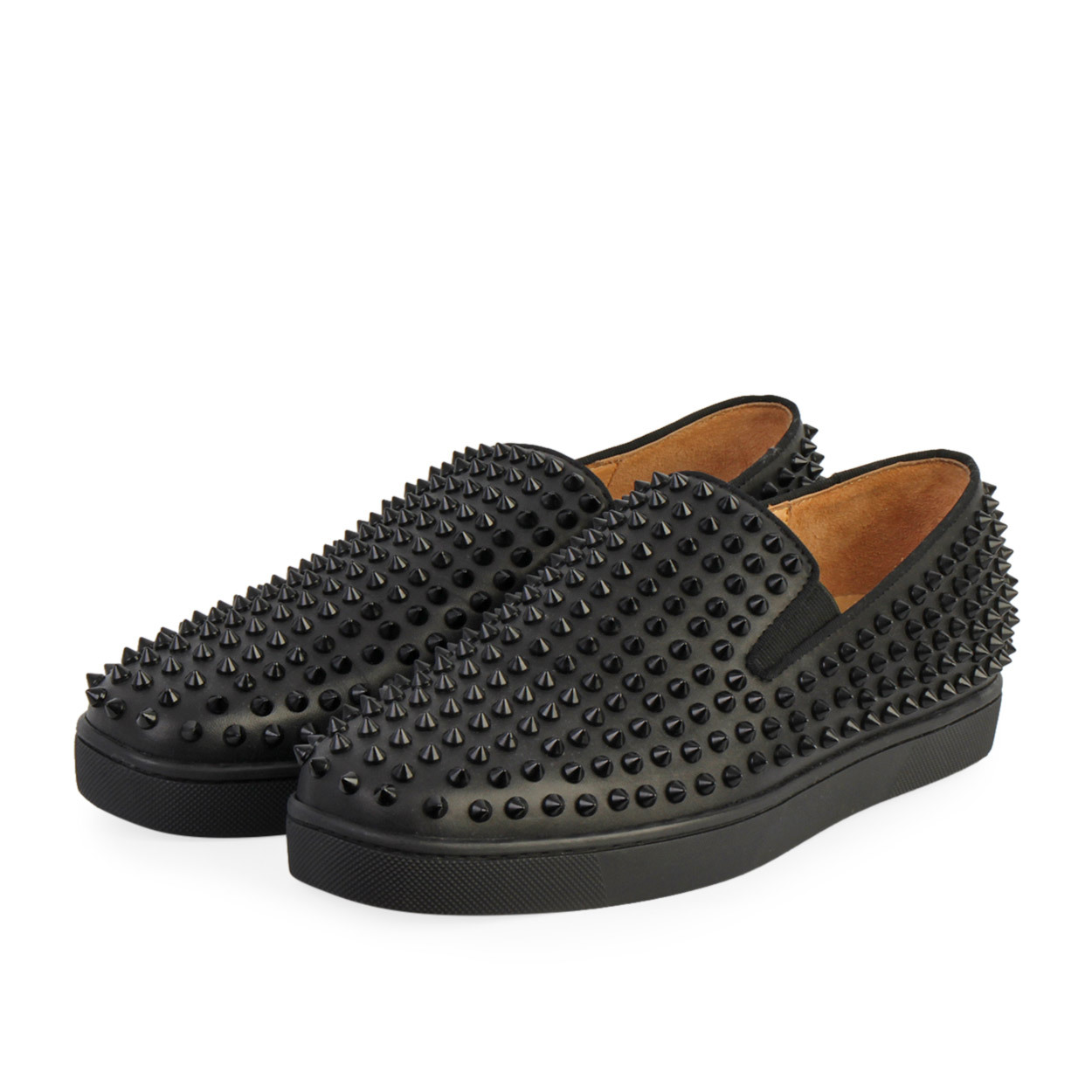 CHRISTIAN LOUBOUTIN Calf Louis Spikes Sneakers Black | Luxity