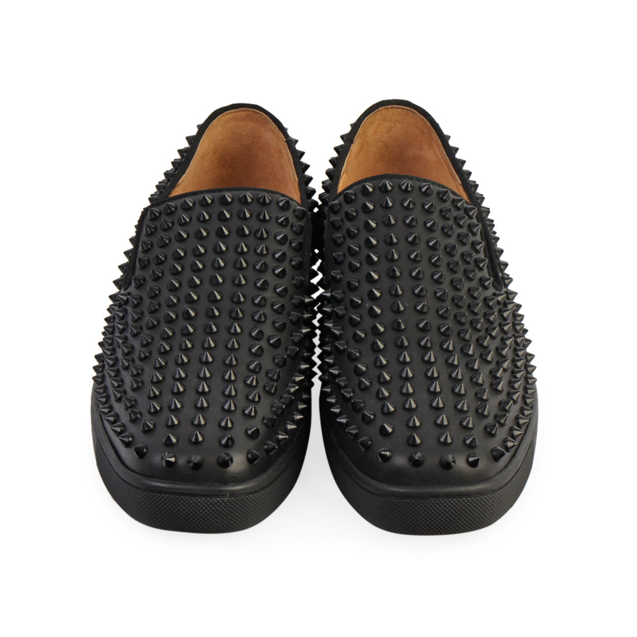 靴 Christian Louboutin CHRISTIAN LOUBOUTIN Leather Spikes High Top Sneakers Black | Luxity