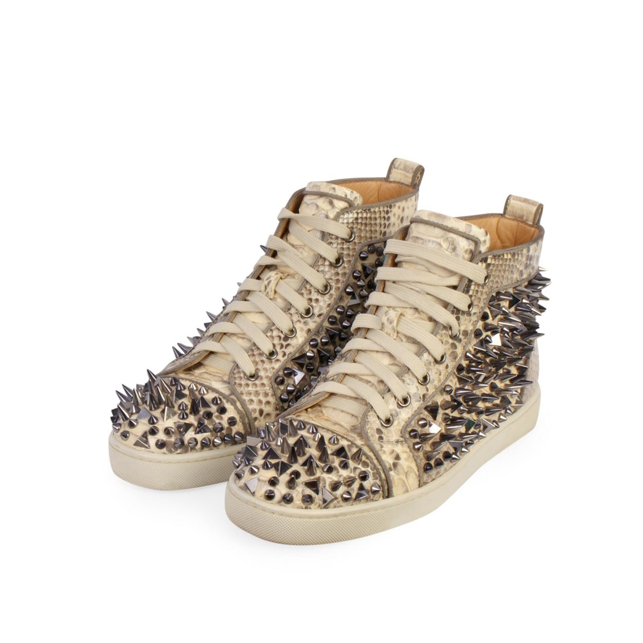 Christian Louboutin Black and Cream High-Top Sneakers Christian Louboutin Men main image 2