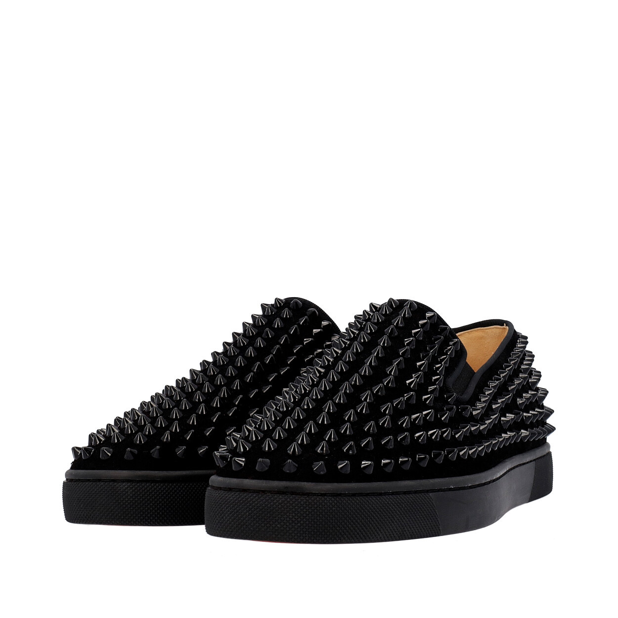 CHRISTIAN LOUBOUTIN Suede Roller-Boat Slip-On Sneakers Black | Luxity