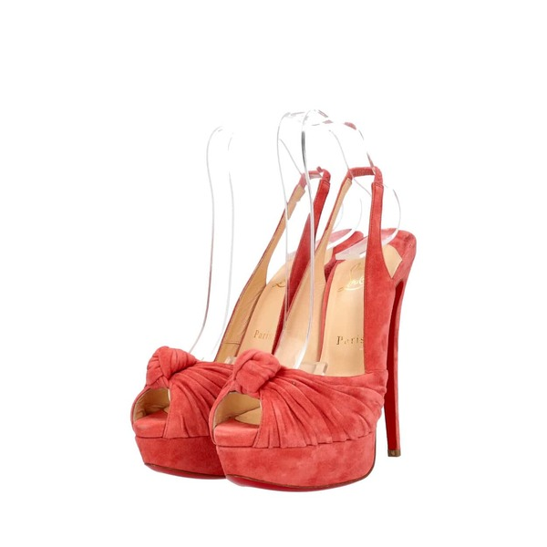 Suede Knotted Peep Toe Pumps Pink