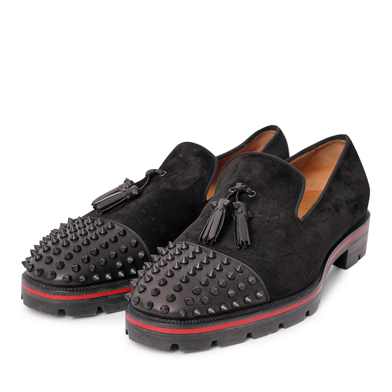 CHRISTIAN LOUBOUTIN Suede Rossini Loafers Black | Luxity