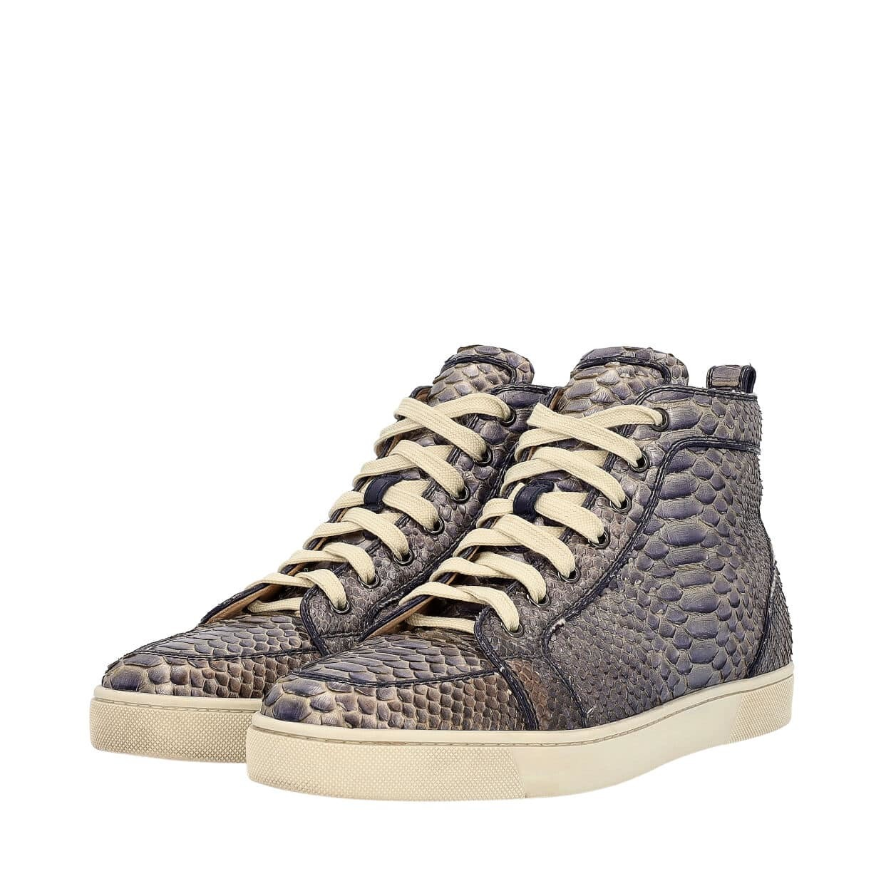 CHRISTIAN LOUBOUTIN Python Louis High Top Sneakers Blue | Luxity