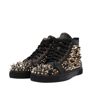 靴 Christian Louboutin CHRISTIAN LOUBOUTIN Leather Spikes High Top Sneakers Black | Luxity