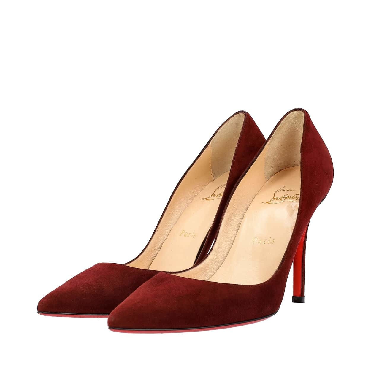 CHRISTIAN LOUBOUTIN Suede Pigalle Pumps Burgundy | Luxity