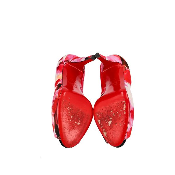 Fabric Popi Highness Peep Toe Pumps Red/White